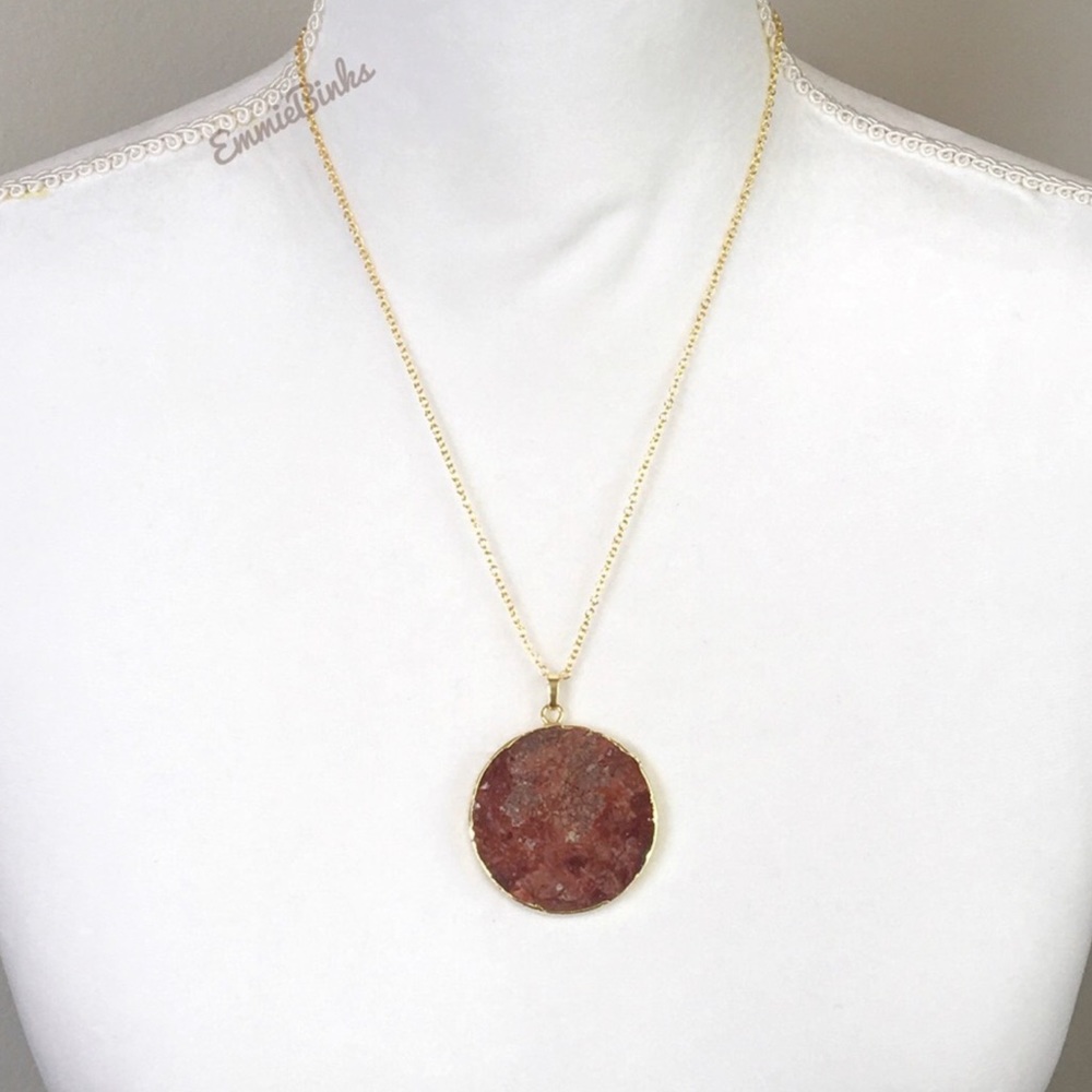 New 925 Sterling Silver Red Mexican Happy Lace Agate Slice Pendant Necklace - Picture 12 of 14
